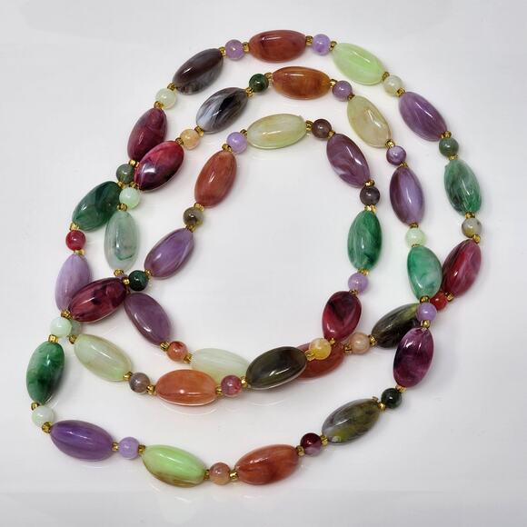 36" Vintage Polished Boho Necklace - Picture 1 of 5